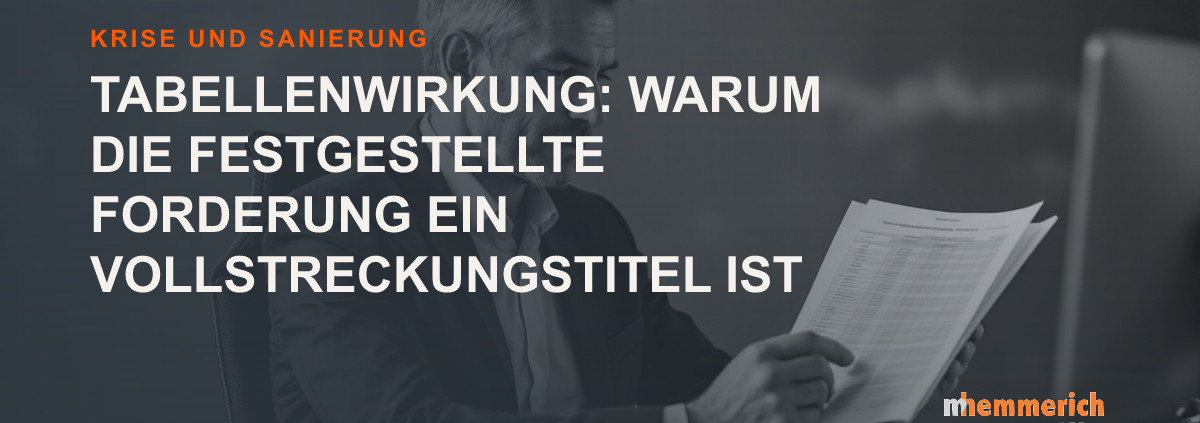 Titelbild: festgestellte Forderung als Vollstreckungstitel